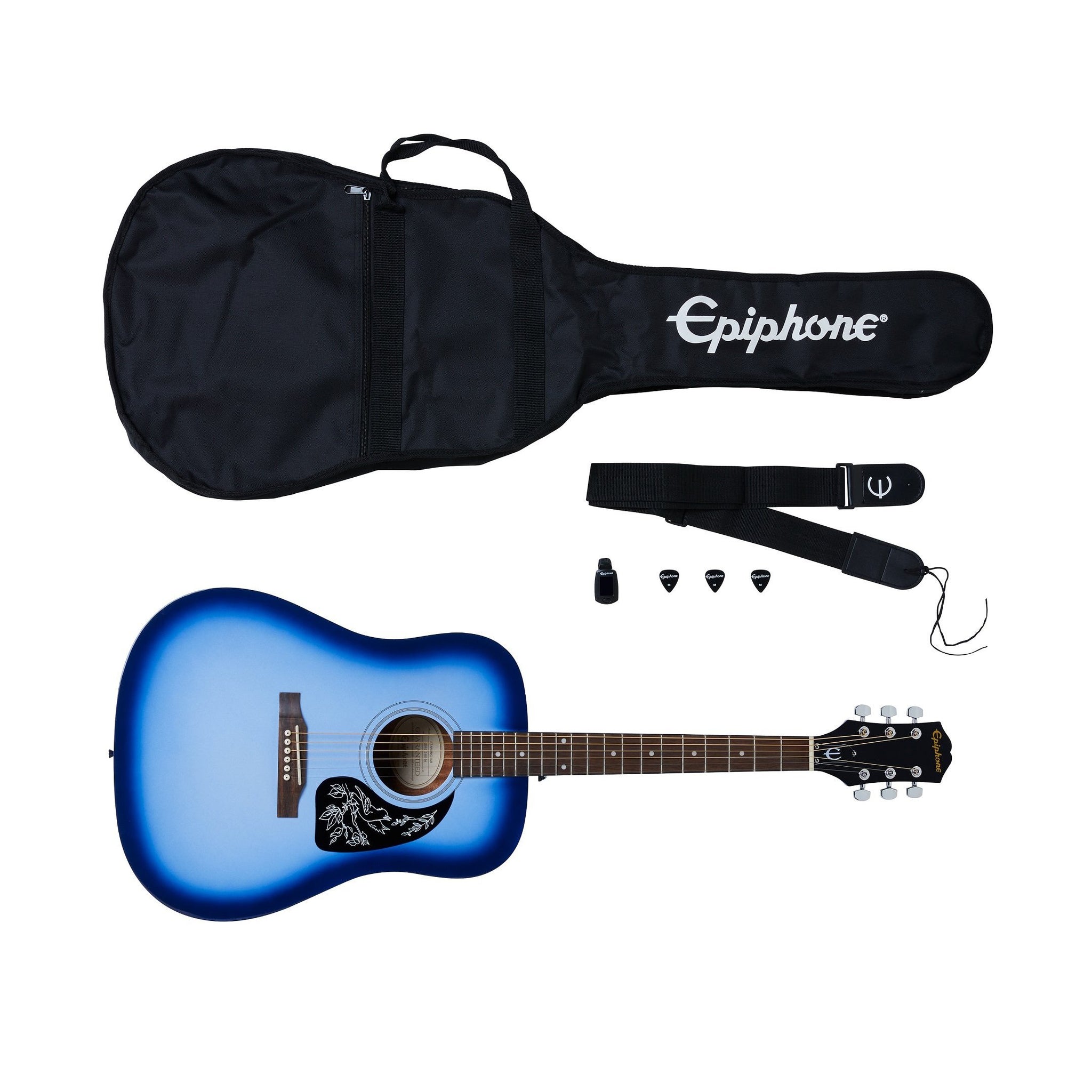 Epiphone Starling Acoustic Guitar Starter Pack with Gig Bag, Strap, Tuner & Picks-Starlight Blue-Music World Academy