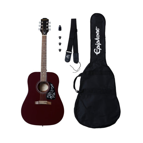 Epiphone Starling Acoustic Guitar Starter Pack with Gig Bag, Strap, Tuner & Picks-Wine Red-Music World Academy
