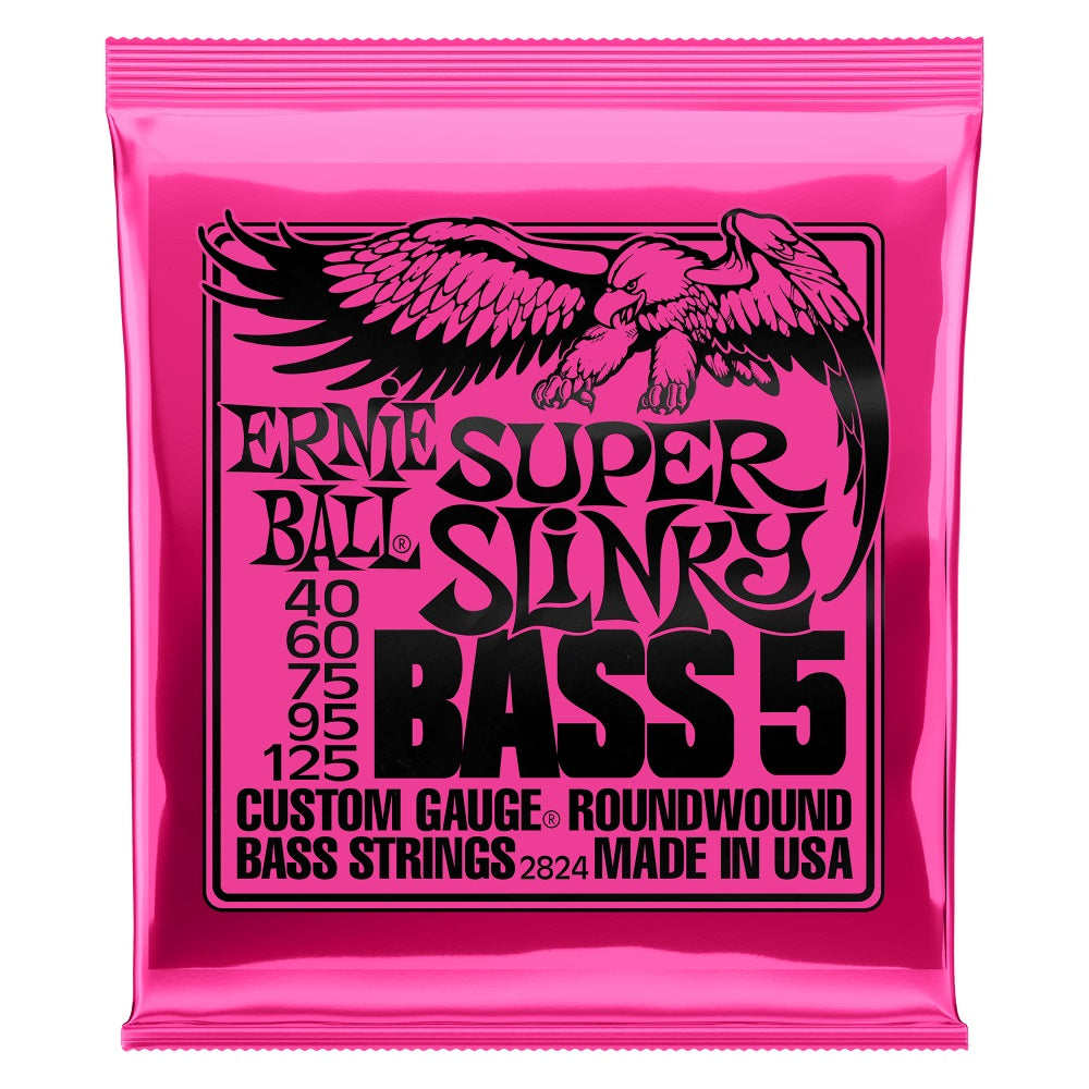 Ernie Ball 2824 Super Slinky Roundwound 5-String Bass Guitar Strings 40-125-Music World Academy