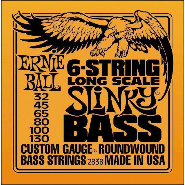 Ernie Ball 2838 Slinky Roundwound 6-String Long Scale Bass Guitar Strings 32-130-Music World Academy