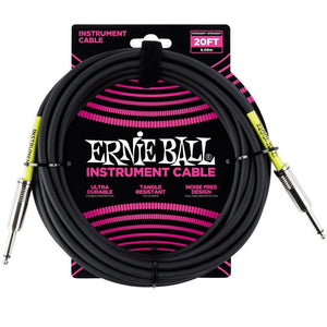 Ernie Ball 6046 Instrument Cable 1/4" Male-1/4" Male 20ft-Black-Music World Academy