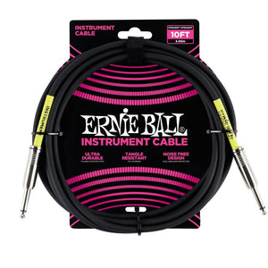 Ernie Ball 6048 Instrument Cable 1/4" Male-1/4" Male 10ft-Black-Music World Academy