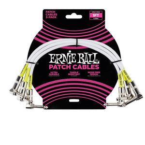 Ernie Ball 6055 Patch Cables 1/4" RA Male-1/4" RA Male 1ft 3-Pack-Music World Academy