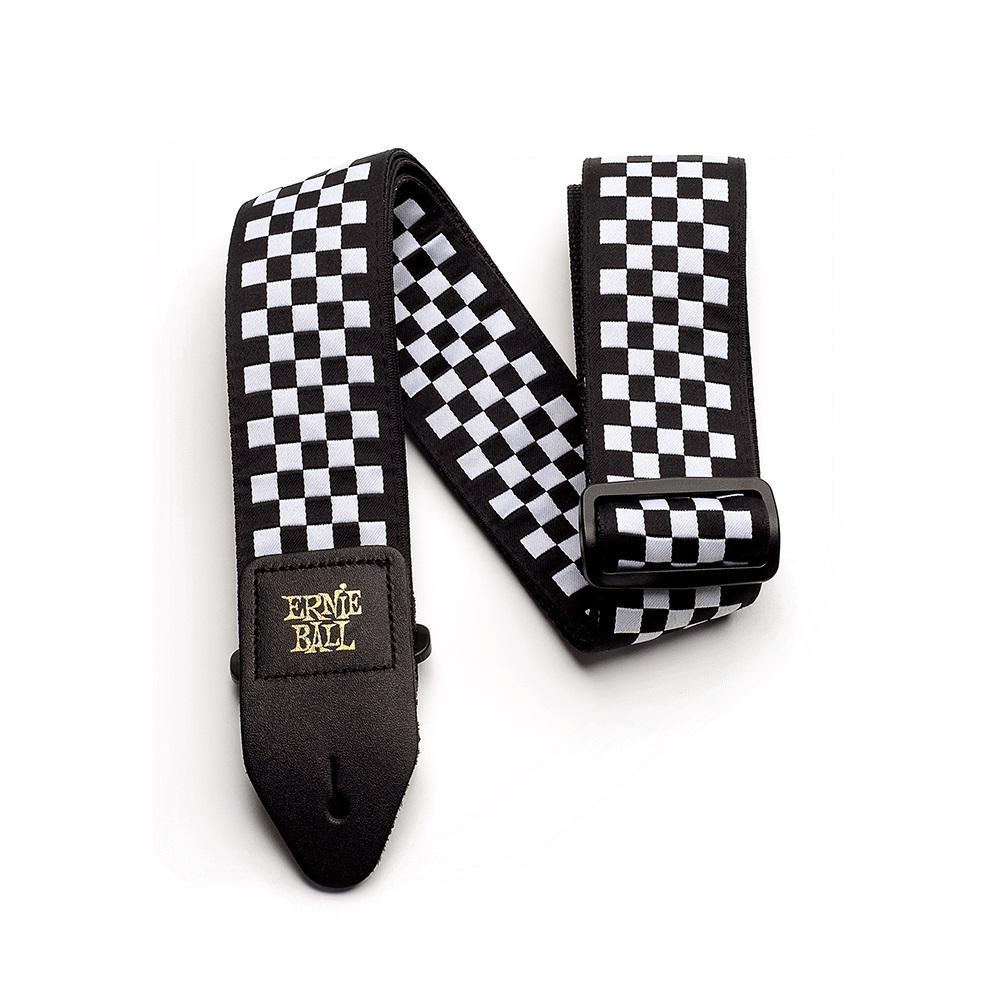 Ernie Ball Jacquard Guitar Strap-Black & White Checkered-Music World Academy