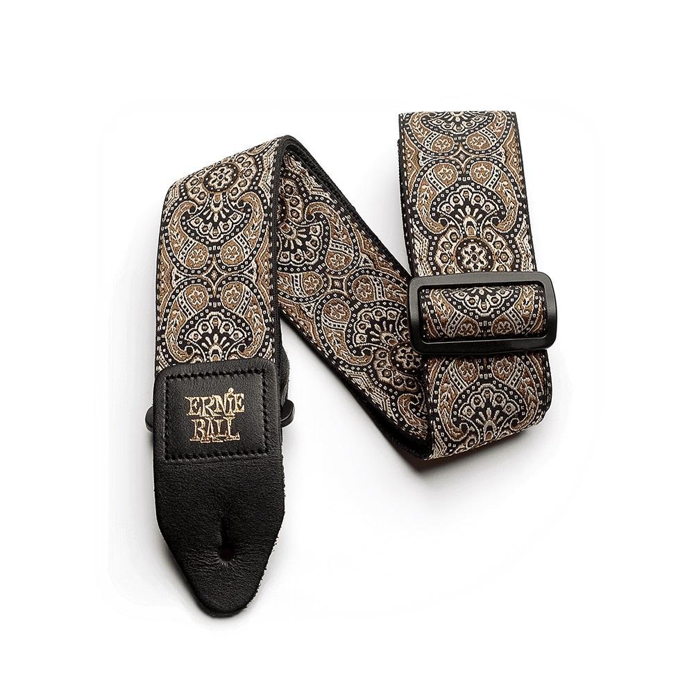 Ernie Ball Jacquard Guitar Strap-Gold & Black Paisley-Music World Academy