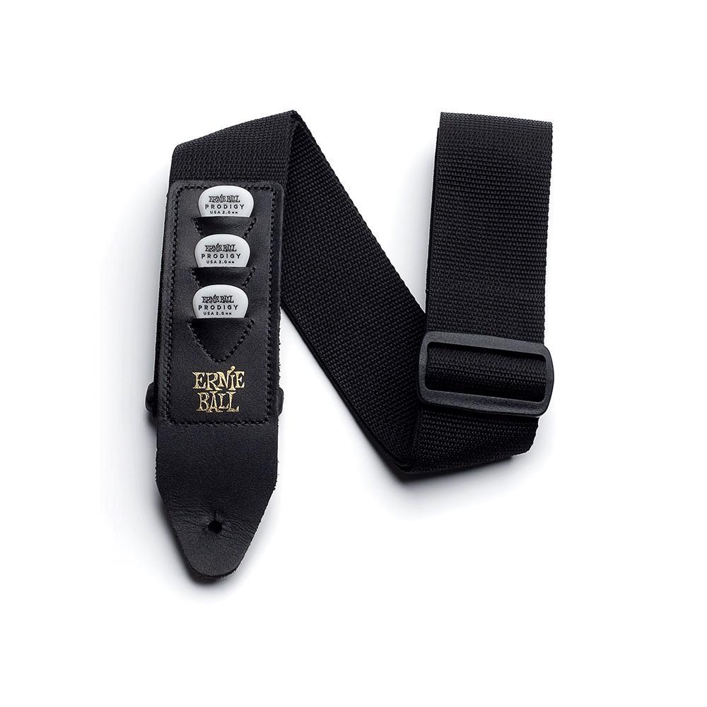 Ernie Ball Pick Holder Nylon Guitar Strap-Black-Music World Academy