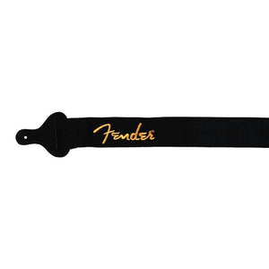 Fender 2" Guitar Strap Black Poly with Yellow Fender Logo-Music World Academy