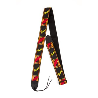 Fender 2" Monogrammed Guitar Strap-Black/Yellow/Red-Music World Academy