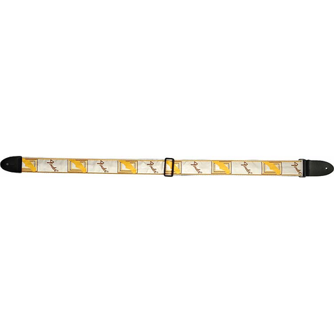 Fender 2" Monogrammed Guitar Strap-White/Brown/Yellow-Music World Academy