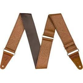 Fender 2" Tooled Leather Guitar Strap-Brown-Music World Academy