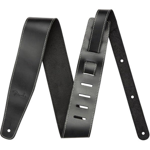 Fender 2.5" Broken-In Leather Guitar Strap-Black-Music World Academy