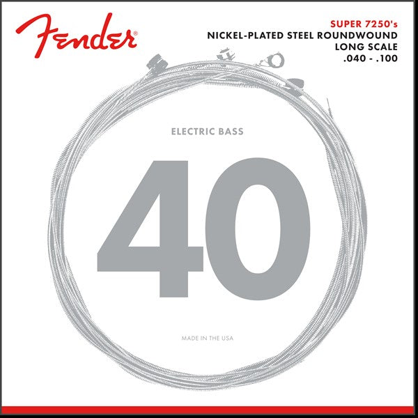 Fender 7250L Nickel Plated Steel Roundwound Bass Guitar Strings Light 40-100-Music World Academy