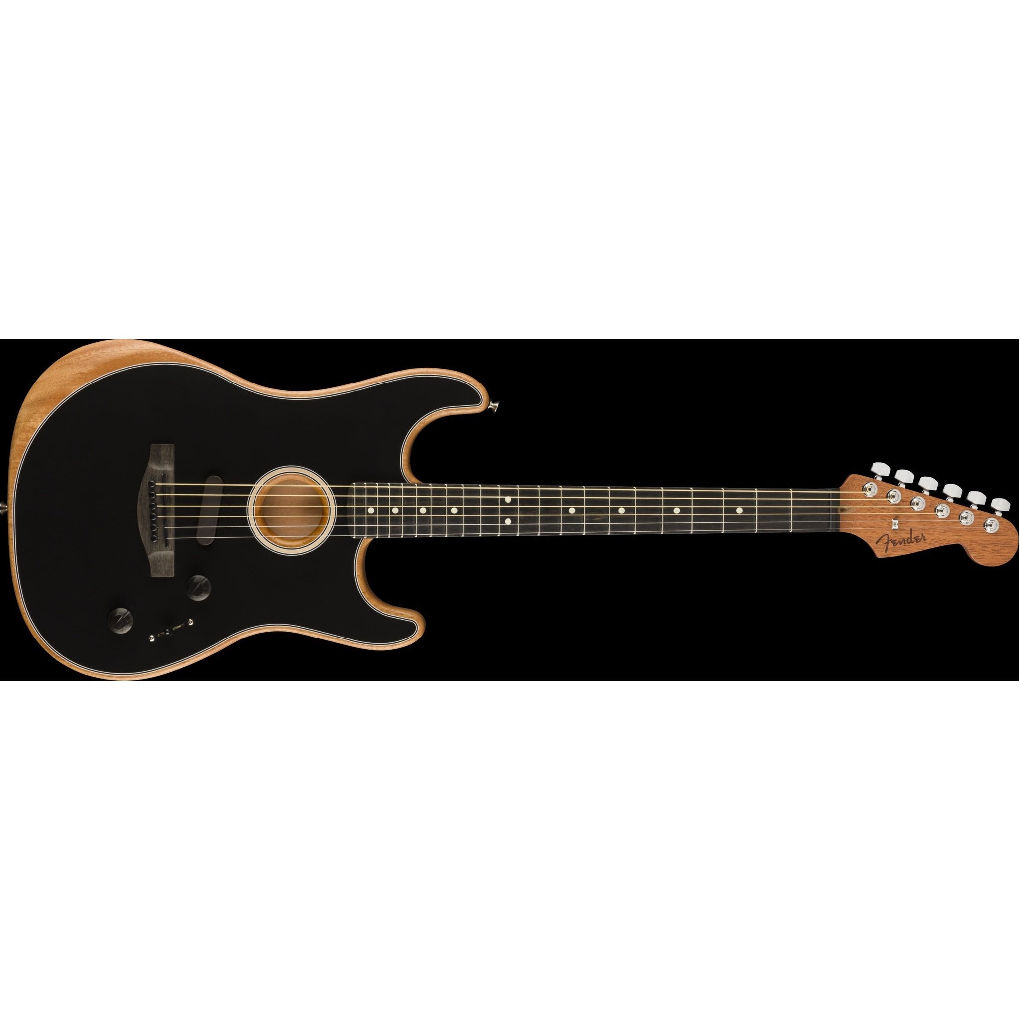 Fender Acoustasonic Stratocaster Acoustic/Electric Guitar with Gig Bag-Black-Music World Academy