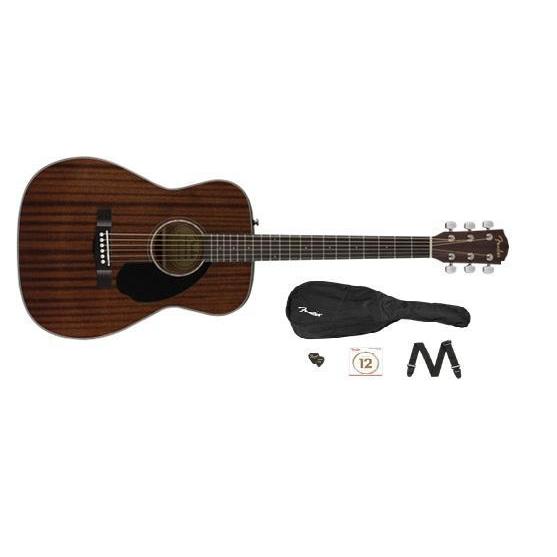 Fender CC-60S Concert Mahogany Acoustic Guitar Pack with Gig Bag, Strap, Strings & Picks-Music World Academy