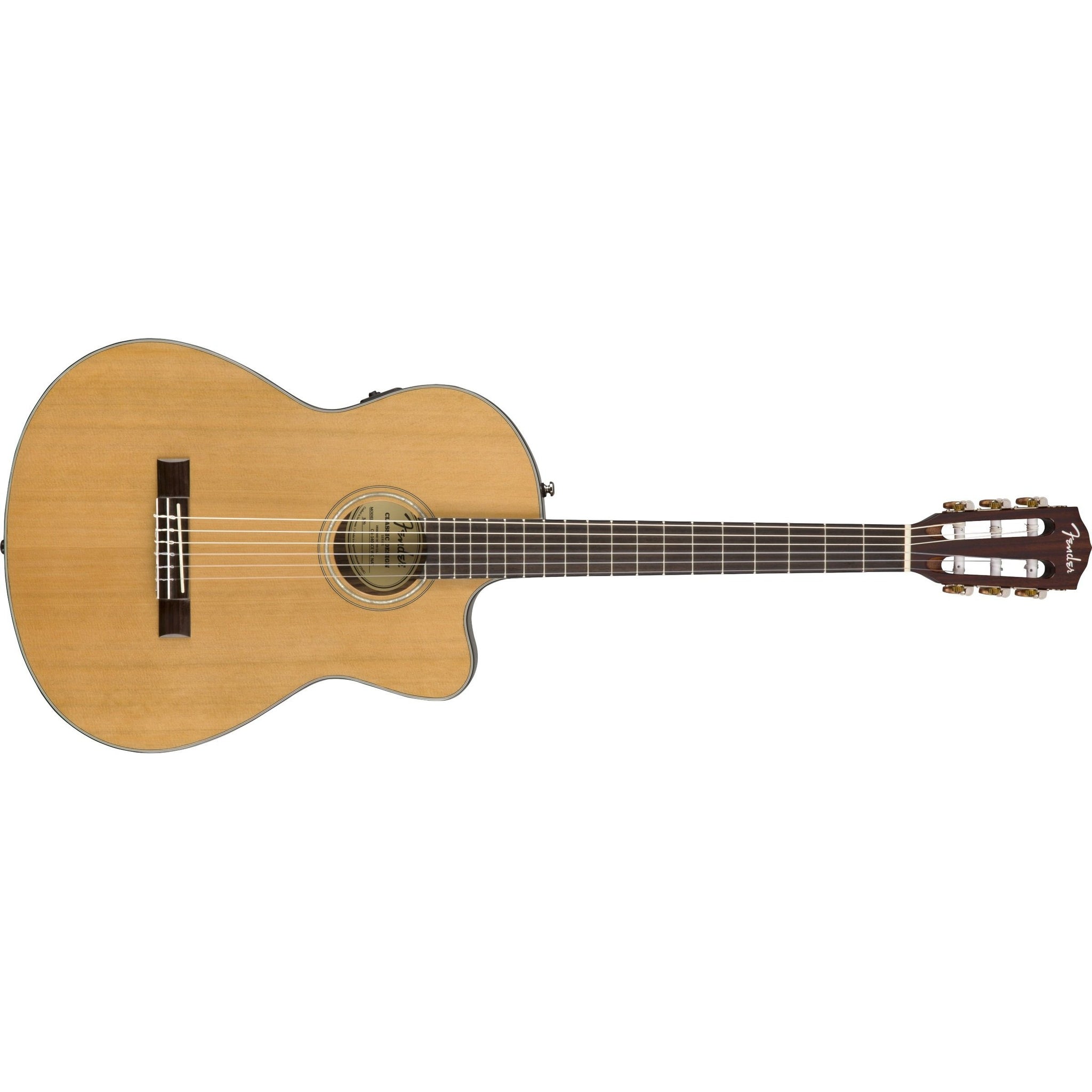 Fender CN-140SCE Thinline Classical/Electric Guitar with Hardshell Case-Natural-Music World Academy