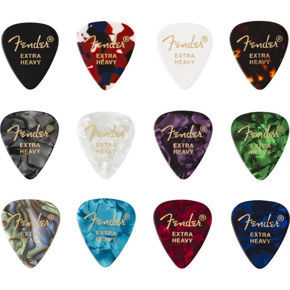 Fender Celluloid Medley 351 Extra Heavy Guitar Picks 12-Pack-Music World Academy