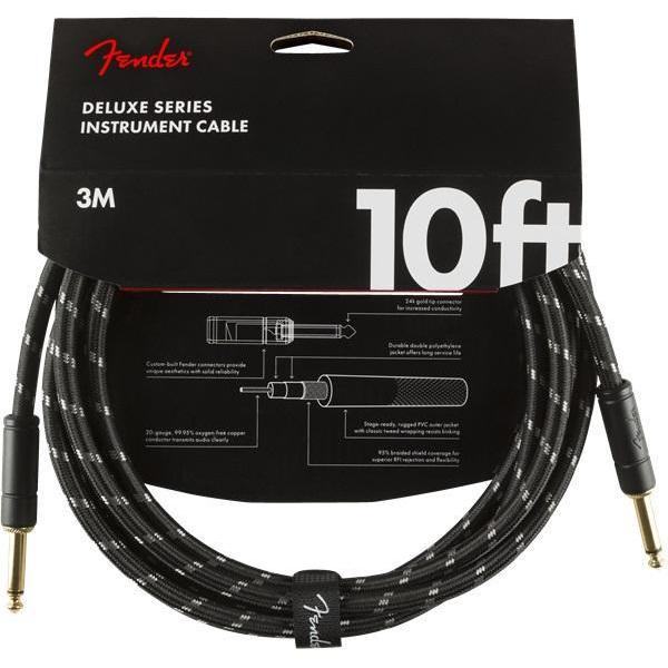 Fender Deluxe Series Instrument Cable 1/4" Male-1/4" Male 10ft-Black Tweed-Music World Academy