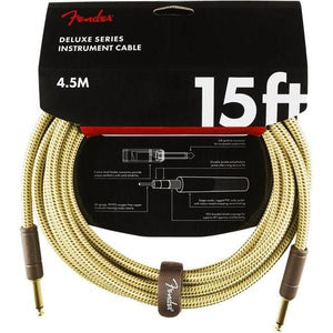 Fender Deluxe Series Instrument Cable 1/4" Male- 1/4" Male 15ft-Tweed-Music World Academy