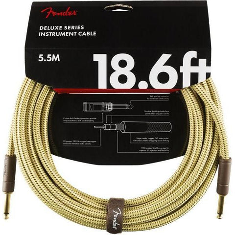 Fender Deluxe Series Instrument Cable 1/4" Male -1/4" Male 18.6ft-Tweed-Music World Academy