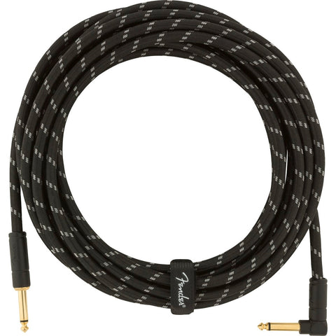 Fender Deluxe Series Instrument Cable 1/4" Male -1/4"RA Male 18.6ft-Black Tweed-Music World Academy
