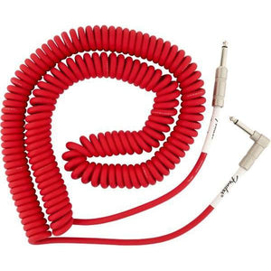 Fender Original Series Coiled Instrument Cable 1/4" RA Male - 1/4" Male 30ft-Fiesta Red-Music World Academy