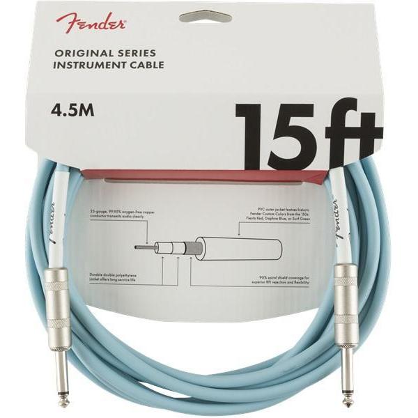 Fender Original Series Instrument Cable 1/4" Male-1/4" Male 15ft-Daphne Blue-Music World Academy