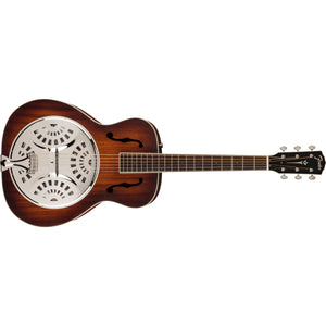 Fender PR-180E Acoustic/Electric Resonator Guitar with Hardshell Case-Aged Cognac Burst-Music World Academy