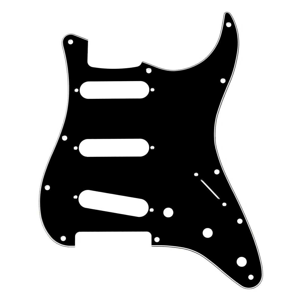 Fender Pickguard Strat Style SSS 11-Hole 3-Ply-Black/White/Black-Music World Academy
