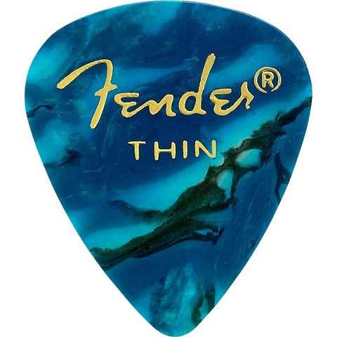 Fender Premium Celluloid Picks 12-Pack Thin-Ocean Turquoise-Music World Academy
