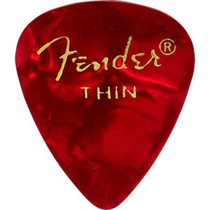 Fender Premium Celluloid Picks 12-Pack Thin-Red Moto-Music World Academy