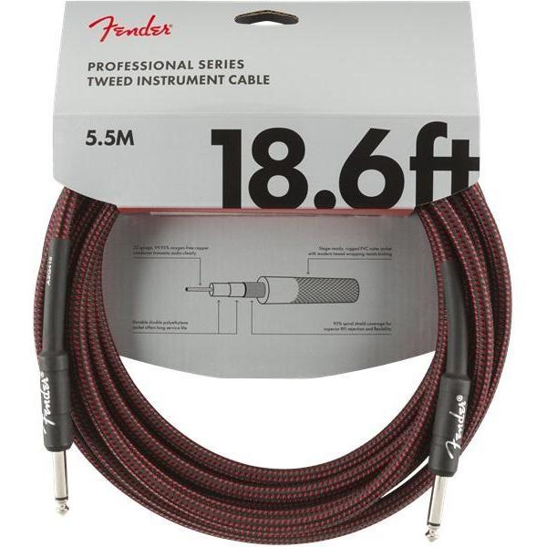 Fender Professional Series Instrument Cable 1/4" Male -1/4" Male 18.6ft-Red Tweed-Music World Academy