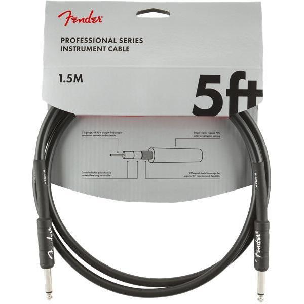 Fender Professional Series Instrument Cable 1/4" Male-1/4" Male 5ft-Black-Music World Academy