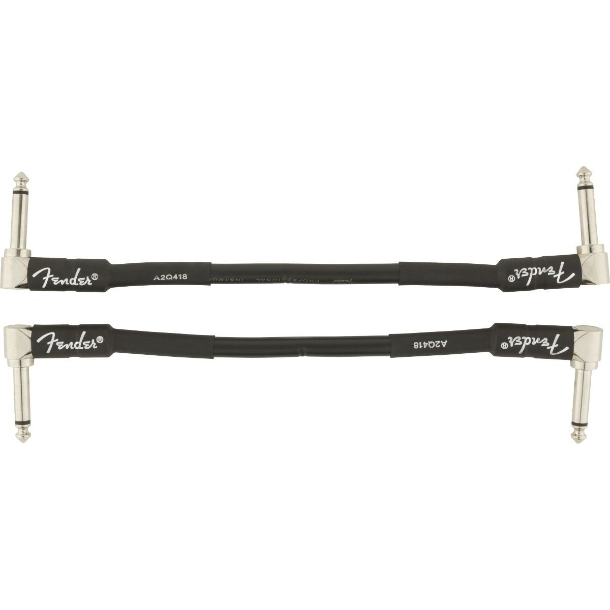 Fender Professional Series Instrument Cable 1/4" Male Right Angled-1/4" Male Right Angled 6" 2-Pack-Black-Music World Academy