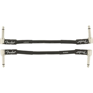 Fender Professional Series Instrument Cable 1/4" Male Right Angled-1/4" Male Right Angled 6" 2-Pack-Black-Music World Academy