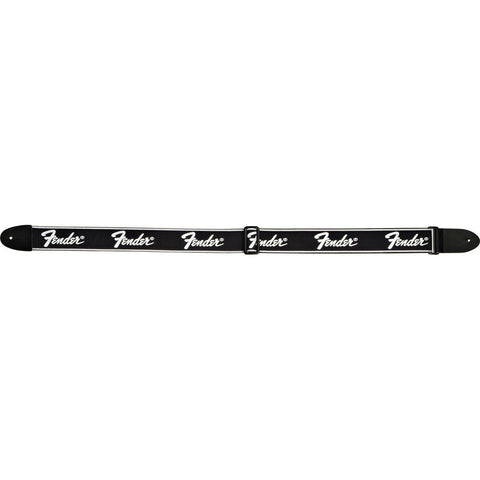 Fender Running Logo Guitar Strap-Black with White Fender Logo-Music World Academy