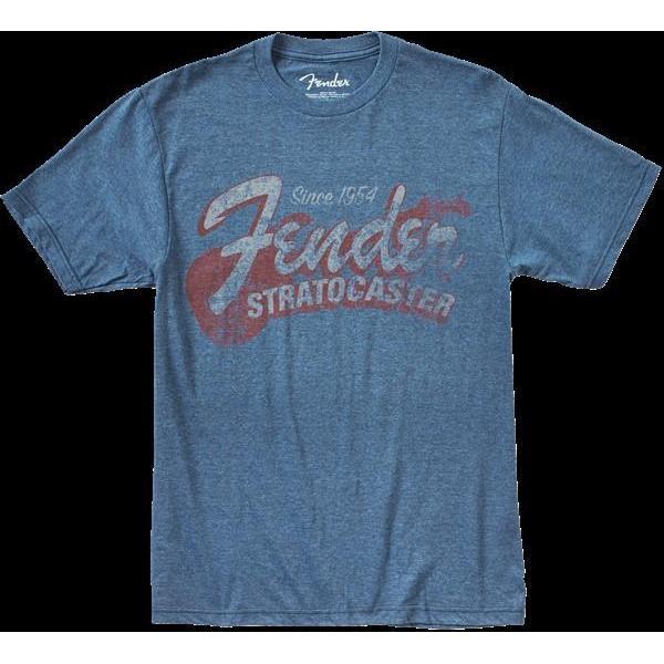 Fender Since 1954 Strat T-Shirt Large-Blue-Music World Academy