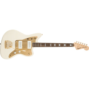 Fender Squier 40th Anniversary Jazzmaster Gold Edition Electric Guitar-Olympic White-Music World Academy