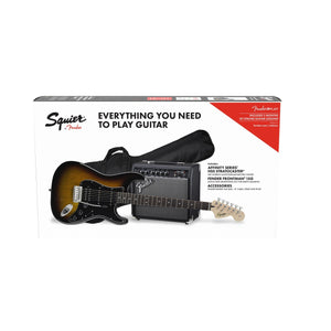 Fender Squier Affinity Series Stratocaster HSS Electric Guitar Pack with Frontman 15G Amp, Gig Bag, Strap, Cable & Picks-Brown Sunburst (Discontinued)-Music World Academy