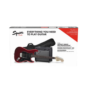 Fender Squier Affinity Series Stratocaster HSS Electric Guitar Pack with Frontman 15G Amp, Gig Bag, Strap, Cable & Picks-Candy Apple Red (Discontinued)-Music World Academy