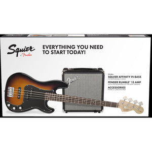 Fender Squier Precision Jazz Bass Pack with Rumble 15 Amp-Brown Sunburst (Discontinued)-Music World Academy
