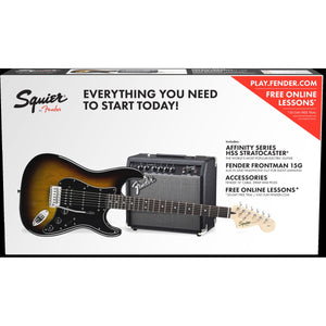 Fender Squier Stratocaster HSS Electric Guitar Pack with Frontman 15G Amp-Brown Sunburst (Discontinued)-Music World Academy