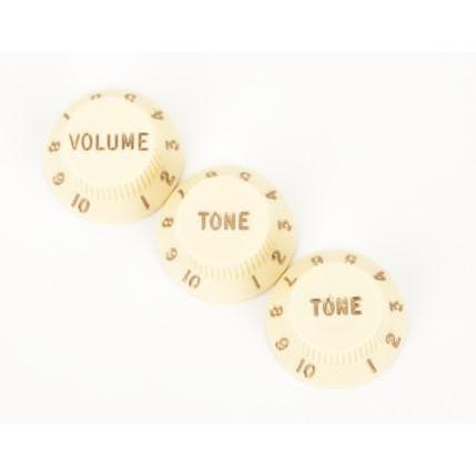 Fender Stratocaster Knobs 1-Volume/2-Tone-Aged White-Music World Academy