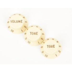 Fender Stratocaster Knobs 1-Volume/2-Tone-Aged White-Music World Academy