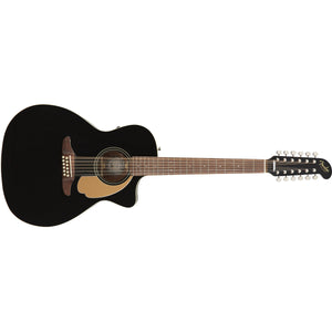 Fender Villager v3 12-String Acoustic/Electric Guitar with Gig Bag-Black-Music World Academy