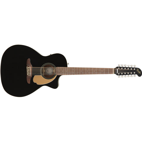 Fender Villager v3 12-String Acoustic/Electric Guitar with Gig Bag-Black-Music World Academy