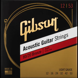 Gibson G-BRW12 80/20 Bronze Acoustic Guitar Strings Light Gauge 12-53-Music World Academy