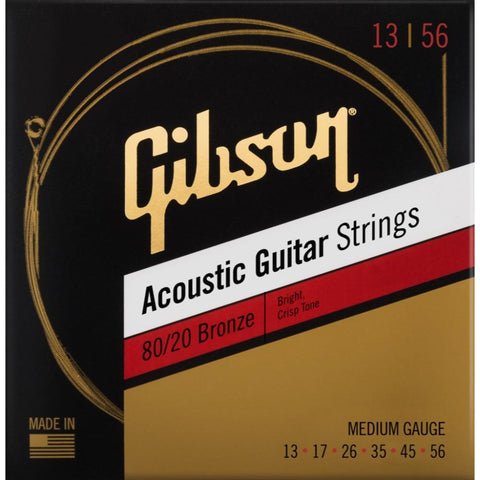 Gibson G-BRW13 80/20 Bronze Acoustic Guitar Strings Medium Gauge 13-56-Music World Academy