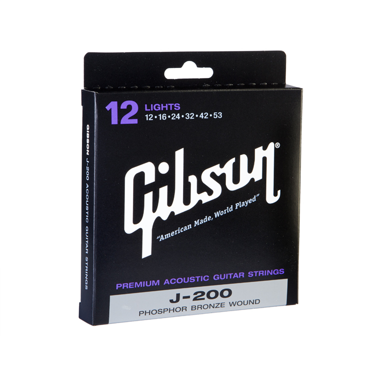 Gibson G-J200L Phosphor Bronze Acoustic Guitar Strings Light 12-53-Music World Academy