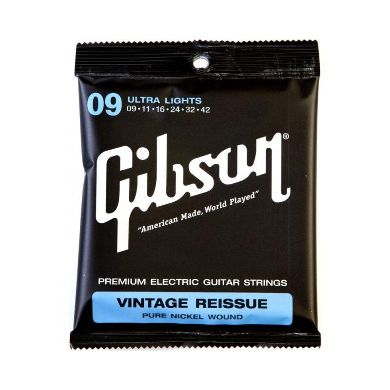 Gibson G-VR09 Vintage Reissue Pure Nickel Wound Electric Guitar Strings Ultra Light 9-42-Music World Academy
