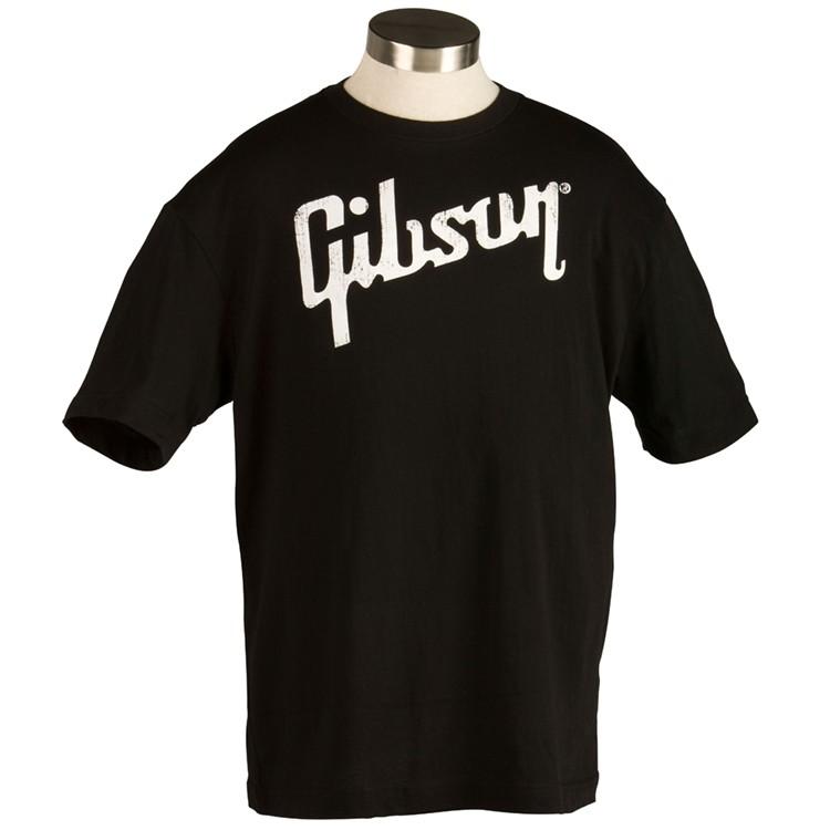Gibson GTS-BLKXL Black T-Shirt with White Logo-X-Large-Music World Academy